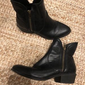 Faux leather black booties